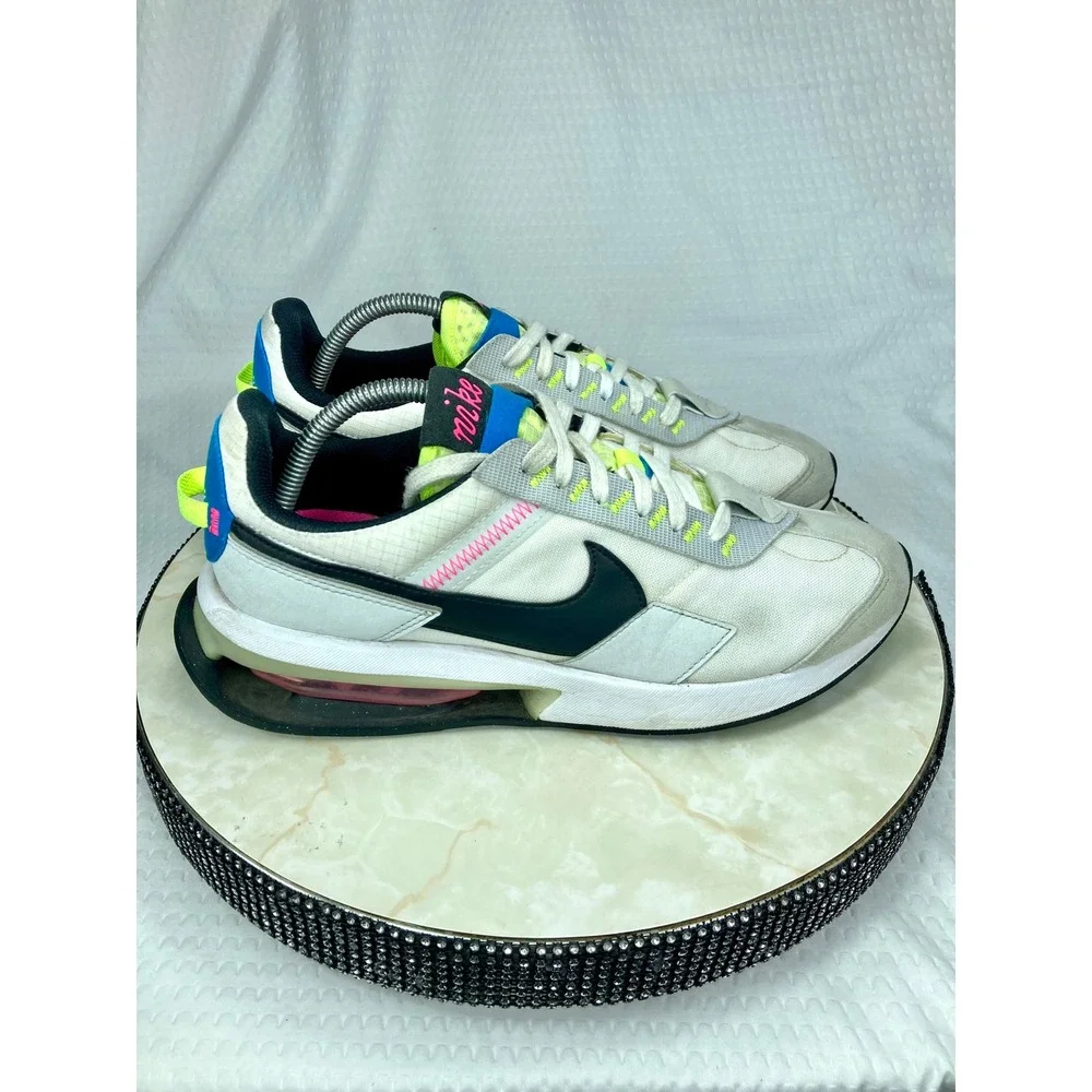 Nike Air Max Pre-Day Running Shoes Mens 10 White Platinum Volt Sporty Sneakers